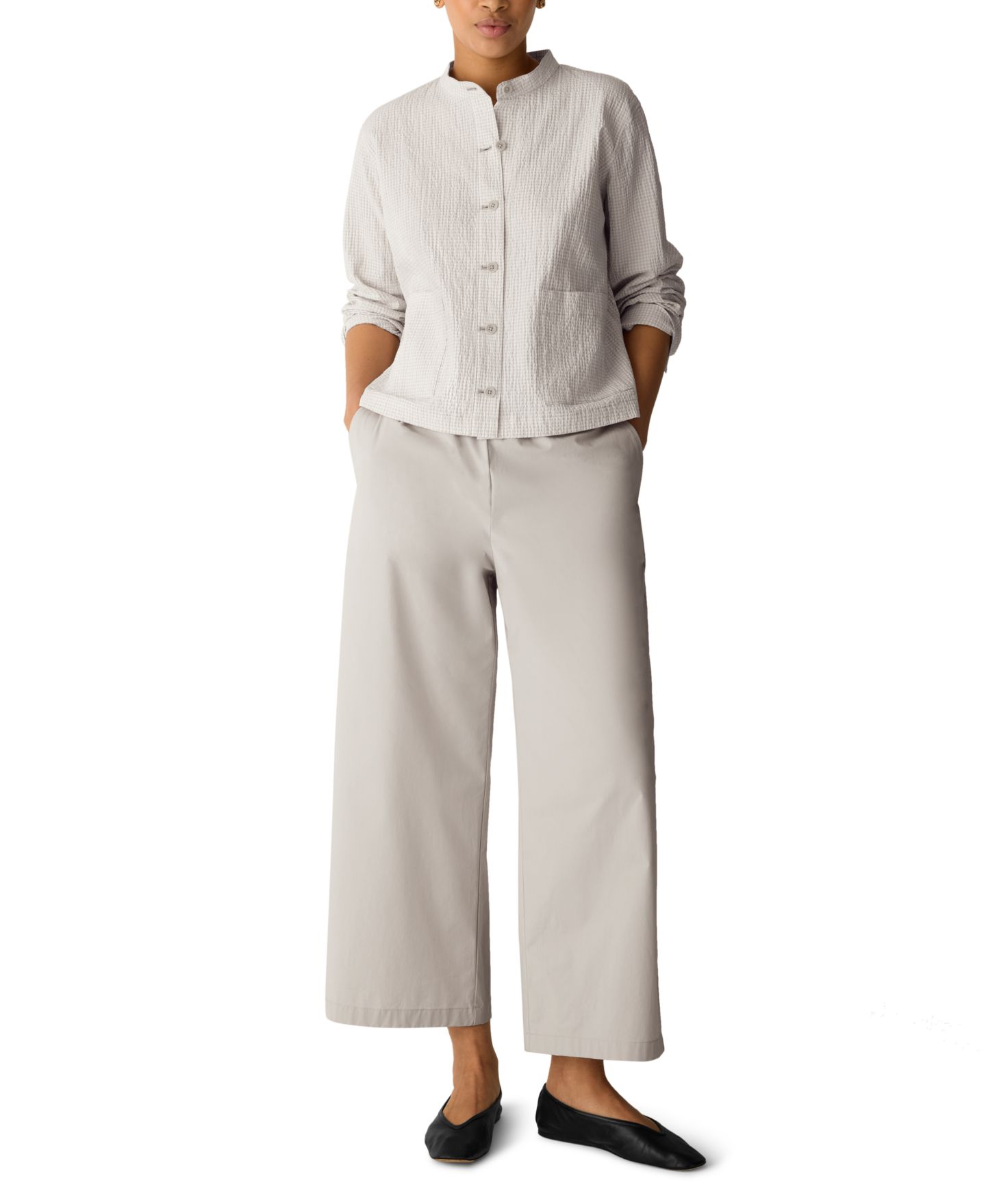Женские брюки Eileen Fisher Wide-Leg, Regular and Plus Size, цвет: Меловой — фото 1