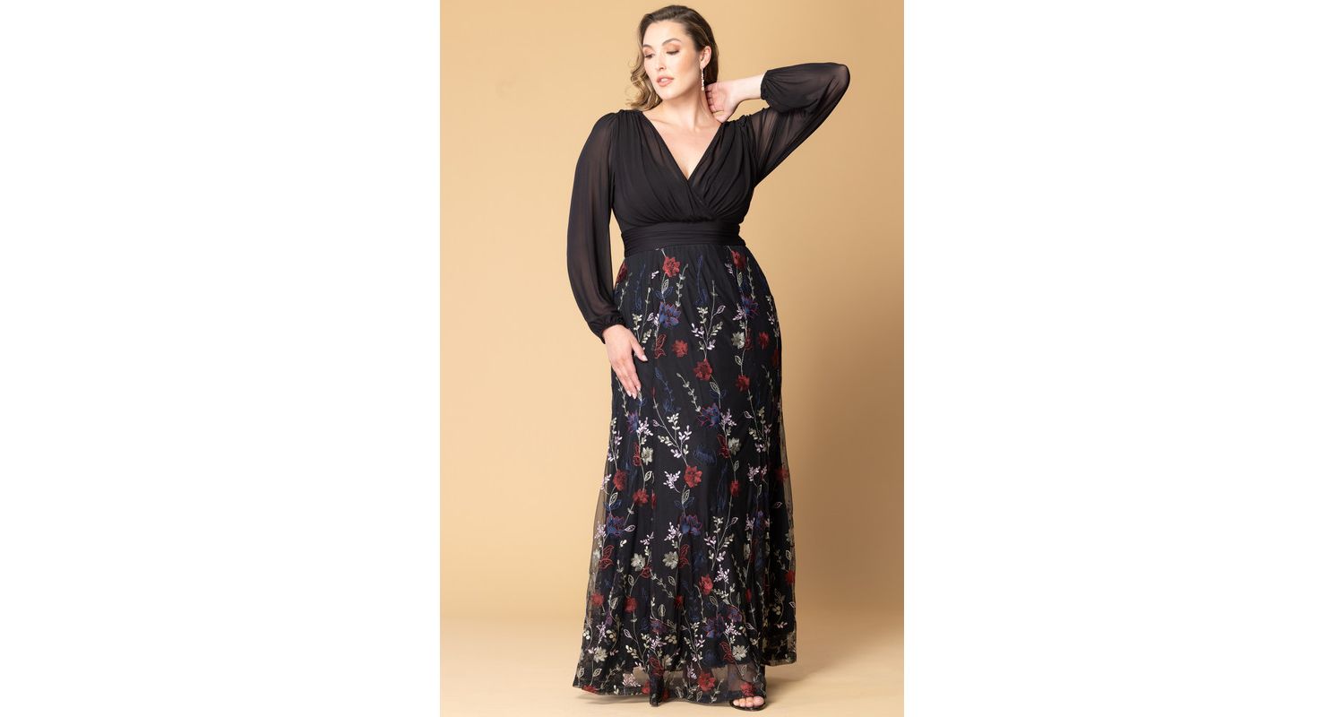 Plus Size Isabella Embroidered Mesh Formal Gown