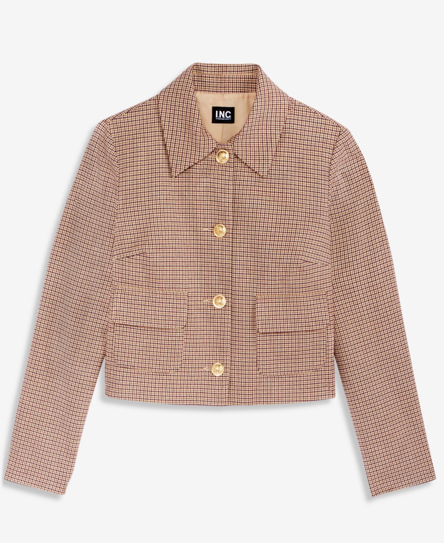Женская куртка I.N.C. International Concepts Petite Plaid Cropped Jacket, цвет: Медный ржавый — фото 5