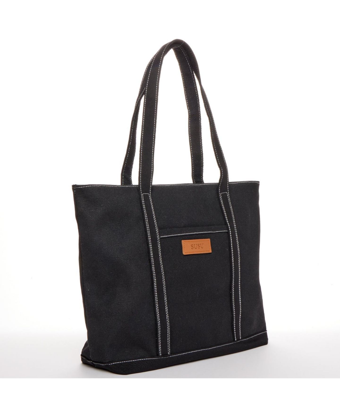 Женская сумка SUSU Canvas Laptop Commuter Work Everyday Shoulder Purse, цвет: Чёрный — фото 3