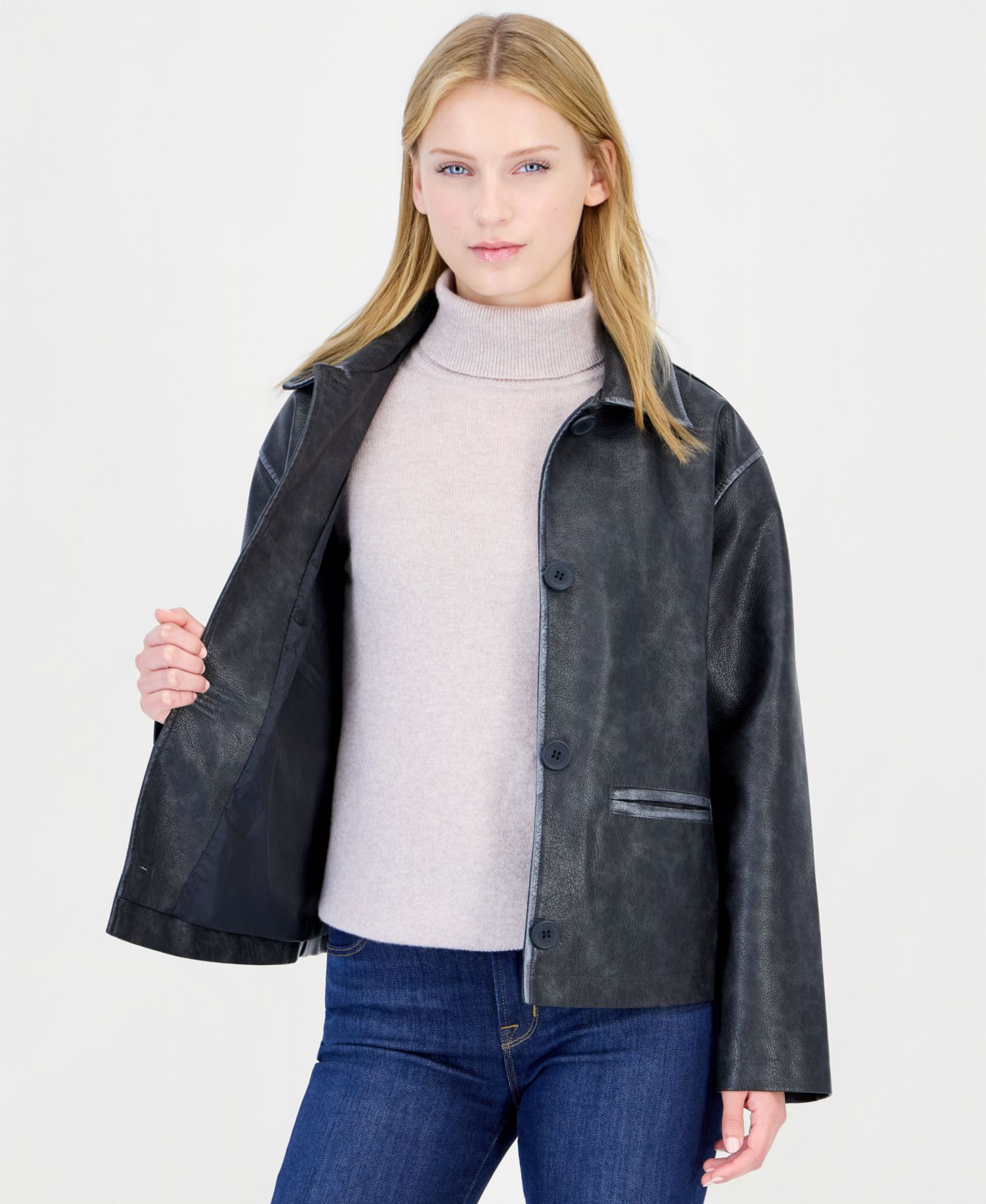 Women's Oversized Faux Leather Coat