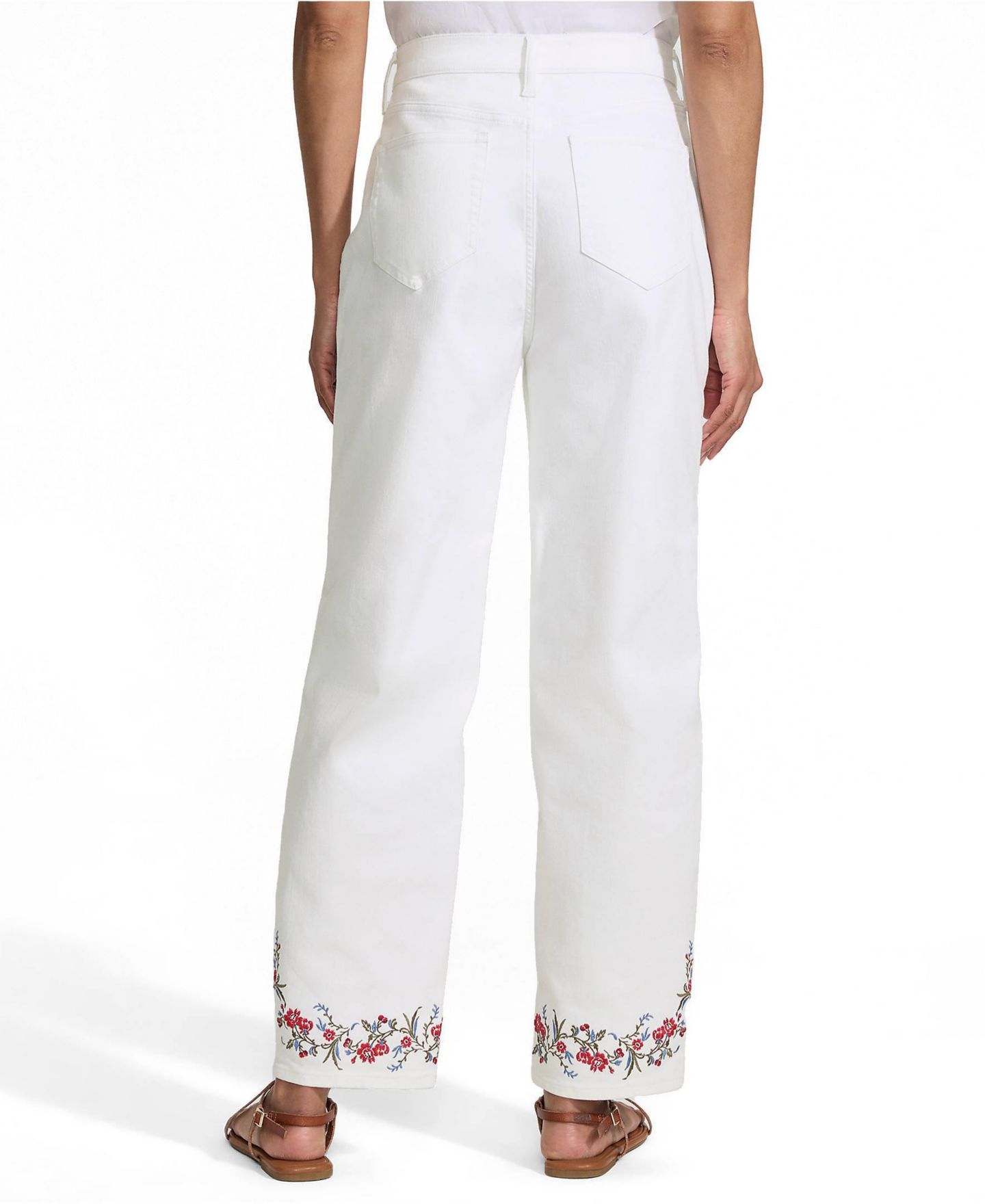 Женские джинсы Lands' End Petite Denim High Rise Barrel Leg Ankle, цвет: Вишнёвый / Белый — фото 2
