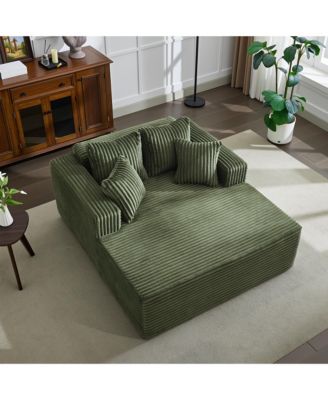 Extra-Large Corduroy Frameless Sofa Bed with Armrests and 4 Plush Pillows-Perfect for Apartments, Living Rooms, and Bedrooms