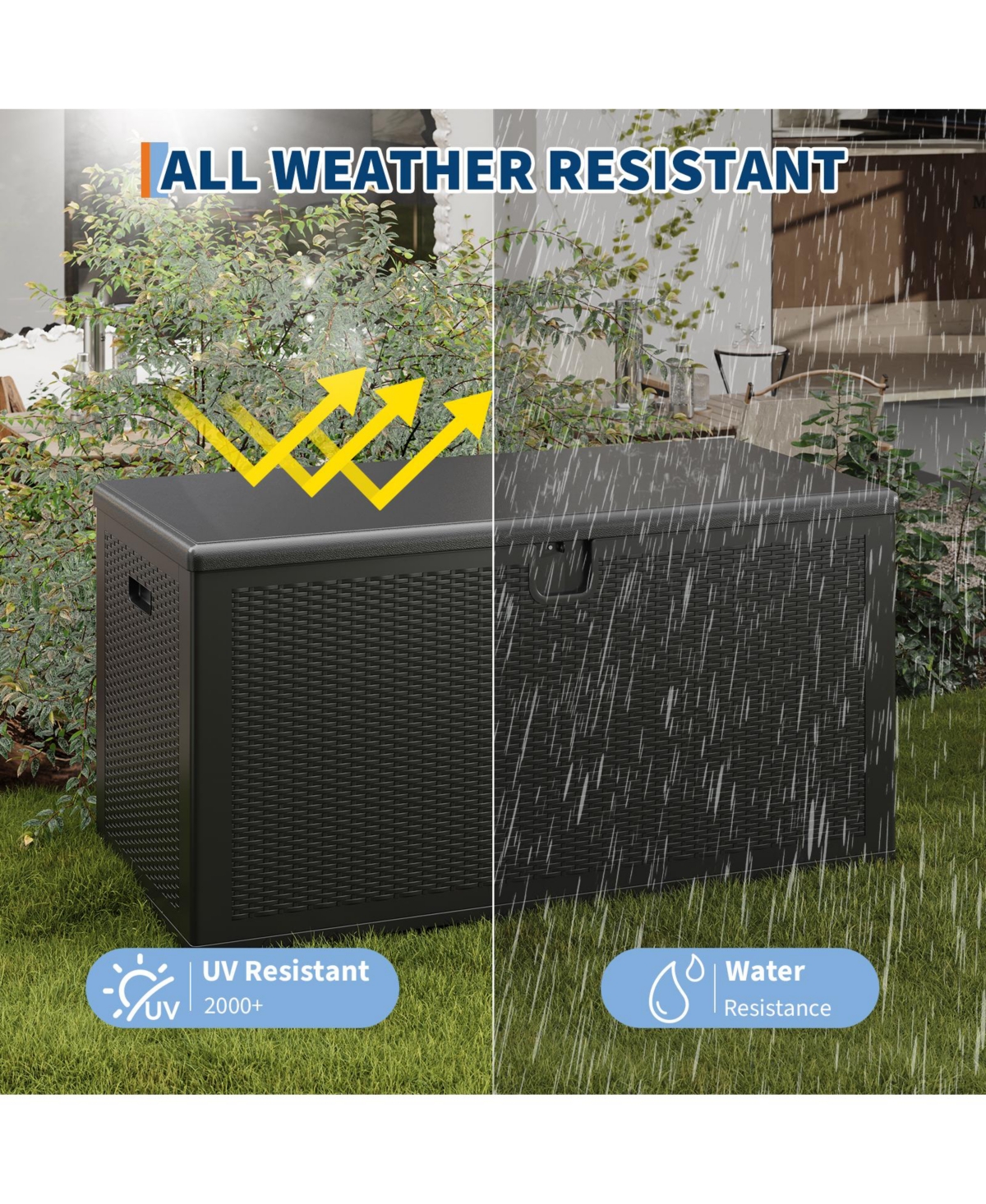gaomon Gallon Outdoor Storage Box, Lockable Uv Resistant Storage Chest, Large Waterproof Resin Patio Storage Bin, Suitable for Patio