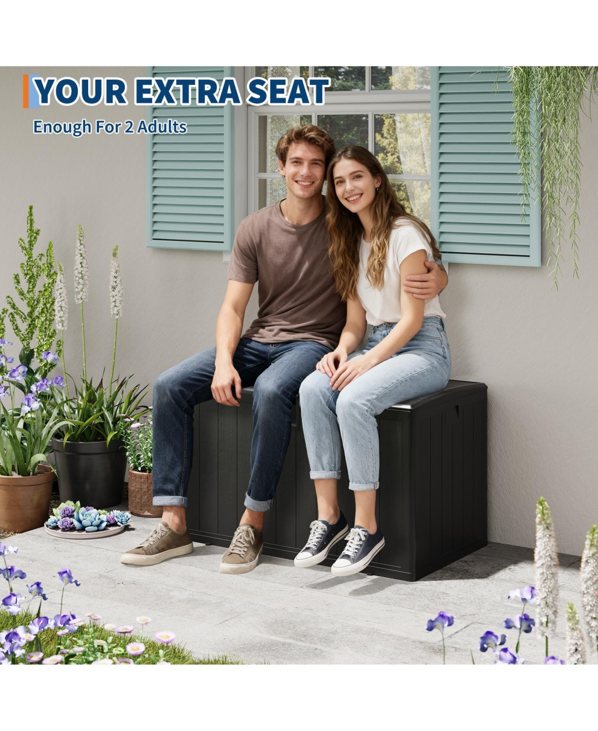 gaomon Gallon Outdoor Storage Box, Lockable Uv Resistant Storage Chest, Large Waterproof Resin Patio Storage Bin, Suitable for Patio