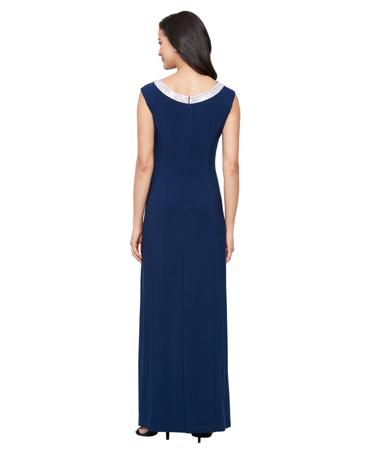 Women's Embellished-Neck Side-Slit Gown