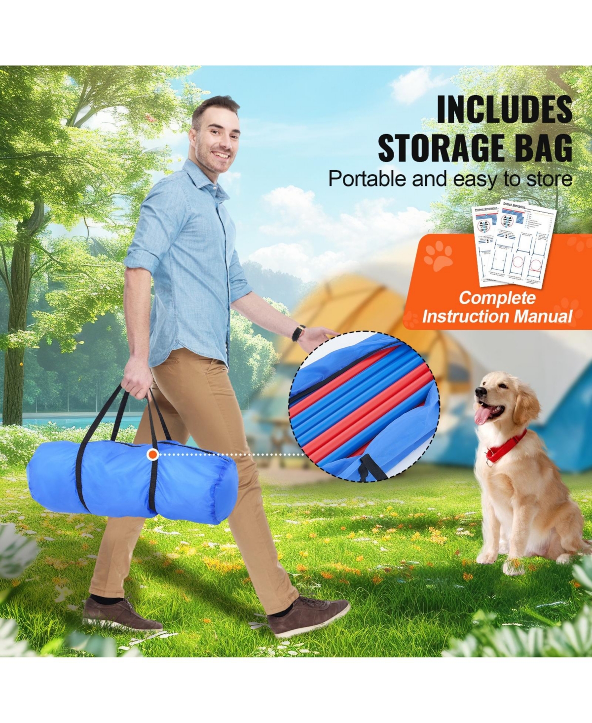 Cozito Dog Agility Training Equipment, Hurdle and Jump Ring Set with Storage Bag