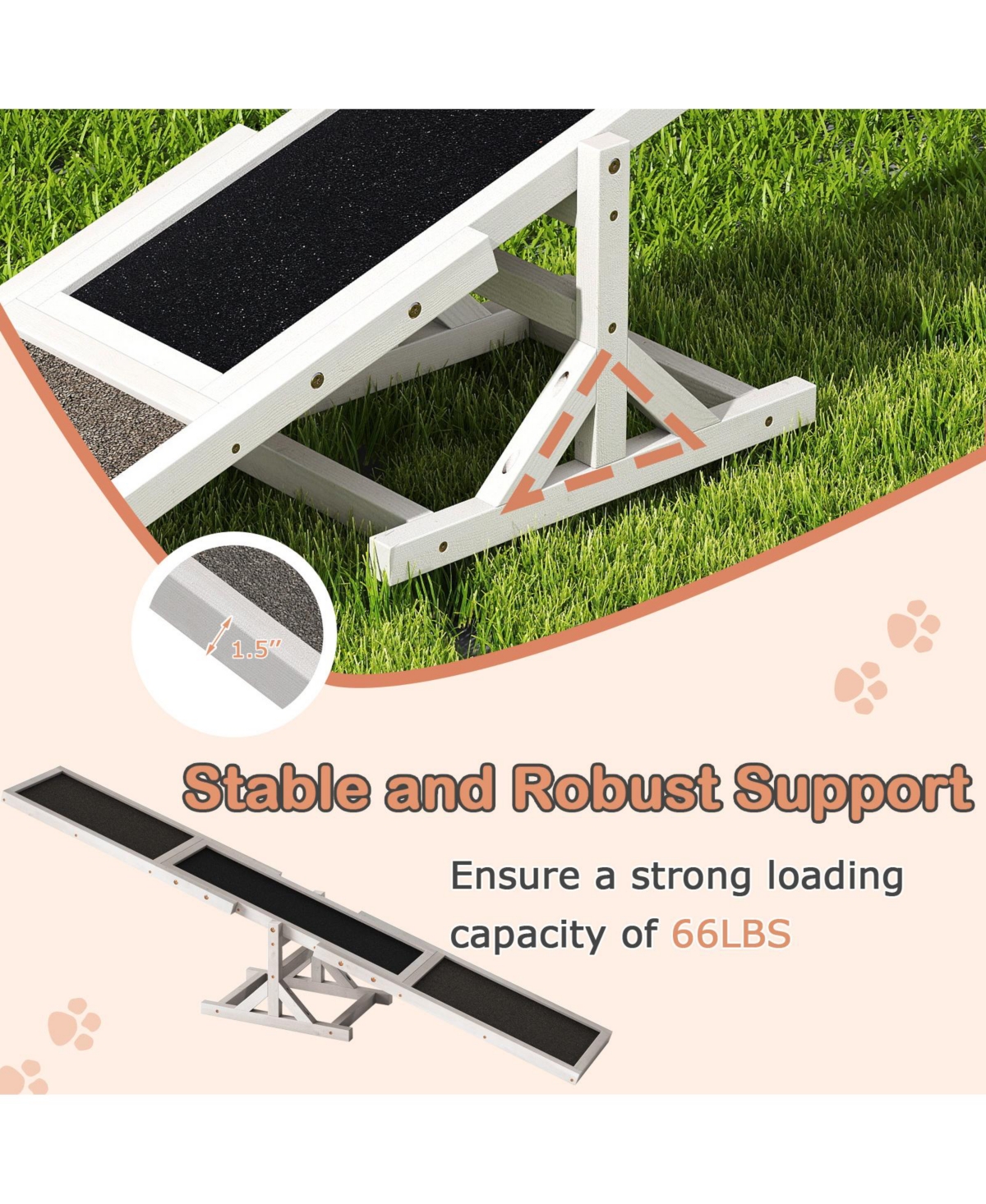 Cozito Wooden Dog Agility Seesaw Outdoor Obstacle Course Toy