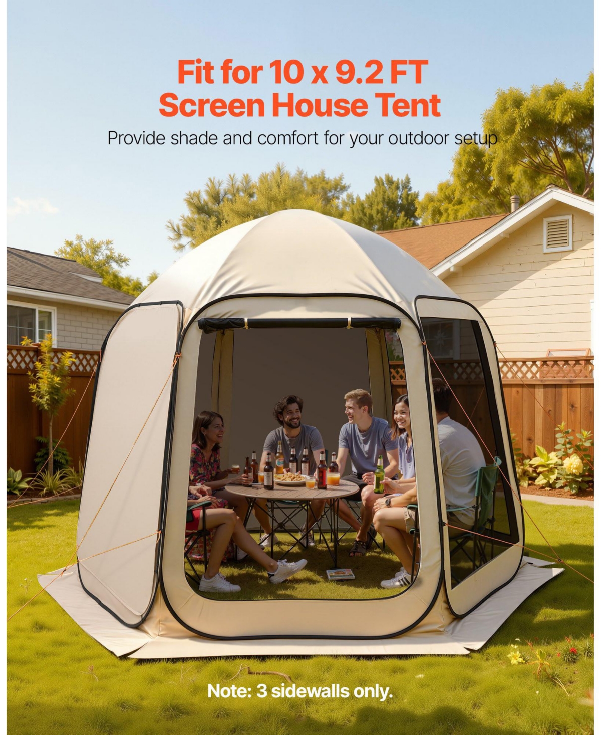 Cozito Sun Shade Sail Canopy Covers, 3 Pack for 10 x 9.2 feet Screen House