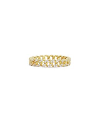 CZ Curb Link Ring 14K Gold Plated Sterling Silver