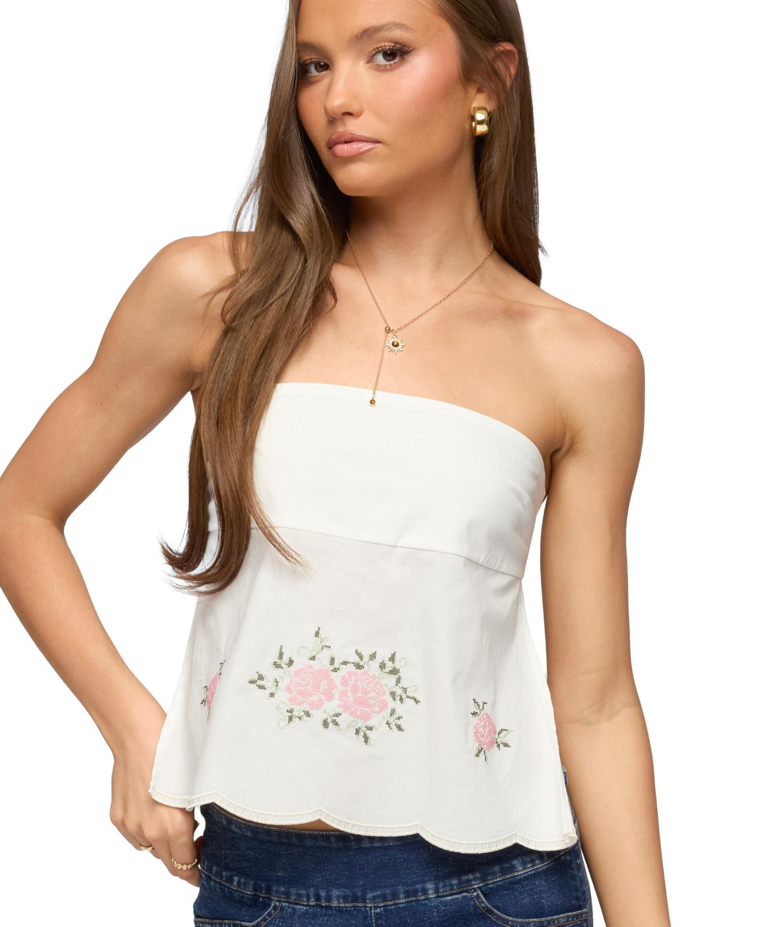 Women's Shiri Floral Embroidered Backless Top