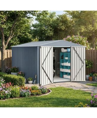 Metal Shed, Outdoor Garden Tool Storage Shed with Lockable Doors, Large Metal Shed with Sturdy Frame Structure, for Backyard Patio