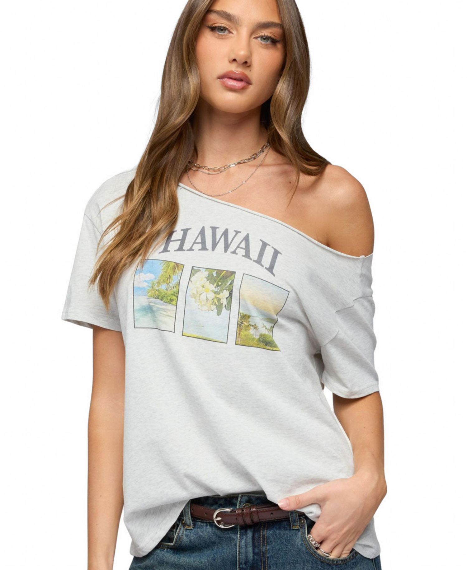 Women's Hawaiian Babe Off Shoulder T Shirt