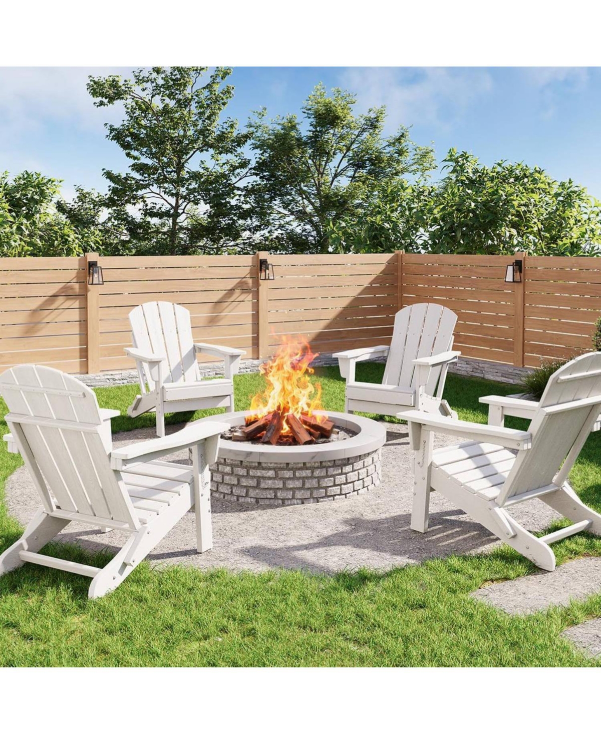 gaomon Hdpe Outdoor Patio Folding Adirondack Chair with Side Table for Decks, Gardens, fire Pit