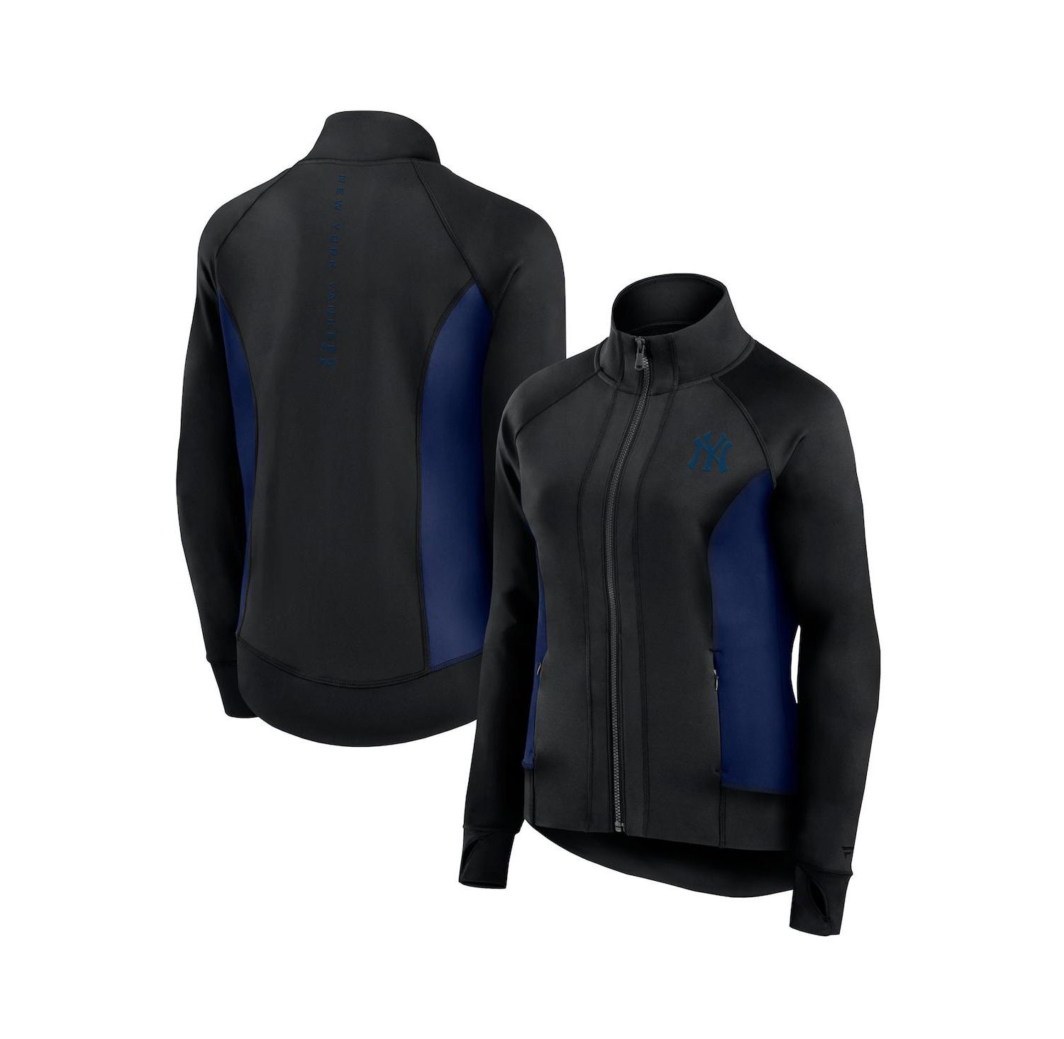 Women's Black New York Yankees Studio Fitted Full-Zip Gym Track Jacket