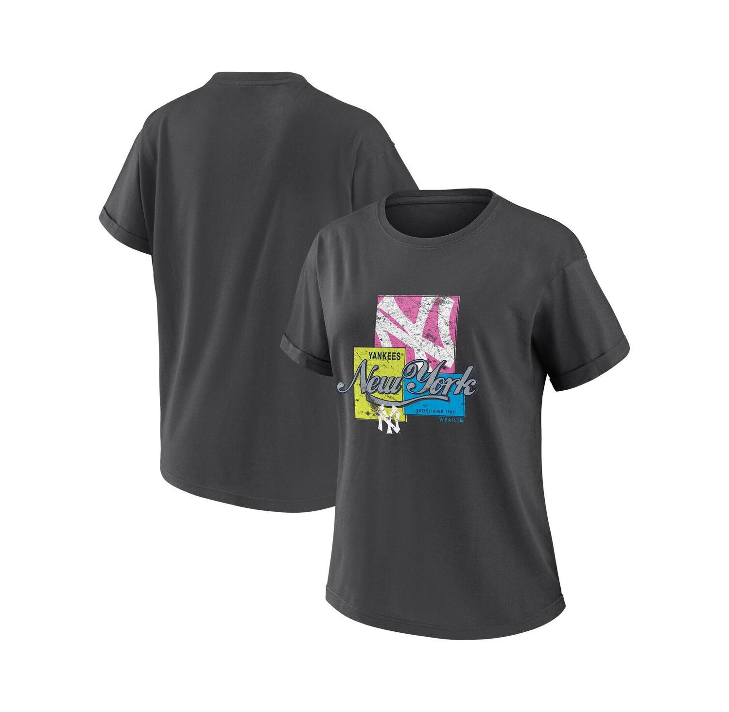Women's Charcoal New York Yankees Domestic Box Color Boyfriend T-Shirt