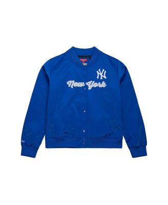 Mitchell Ness Women's Blue New York Yankees Full-Snap Satin Jacket
