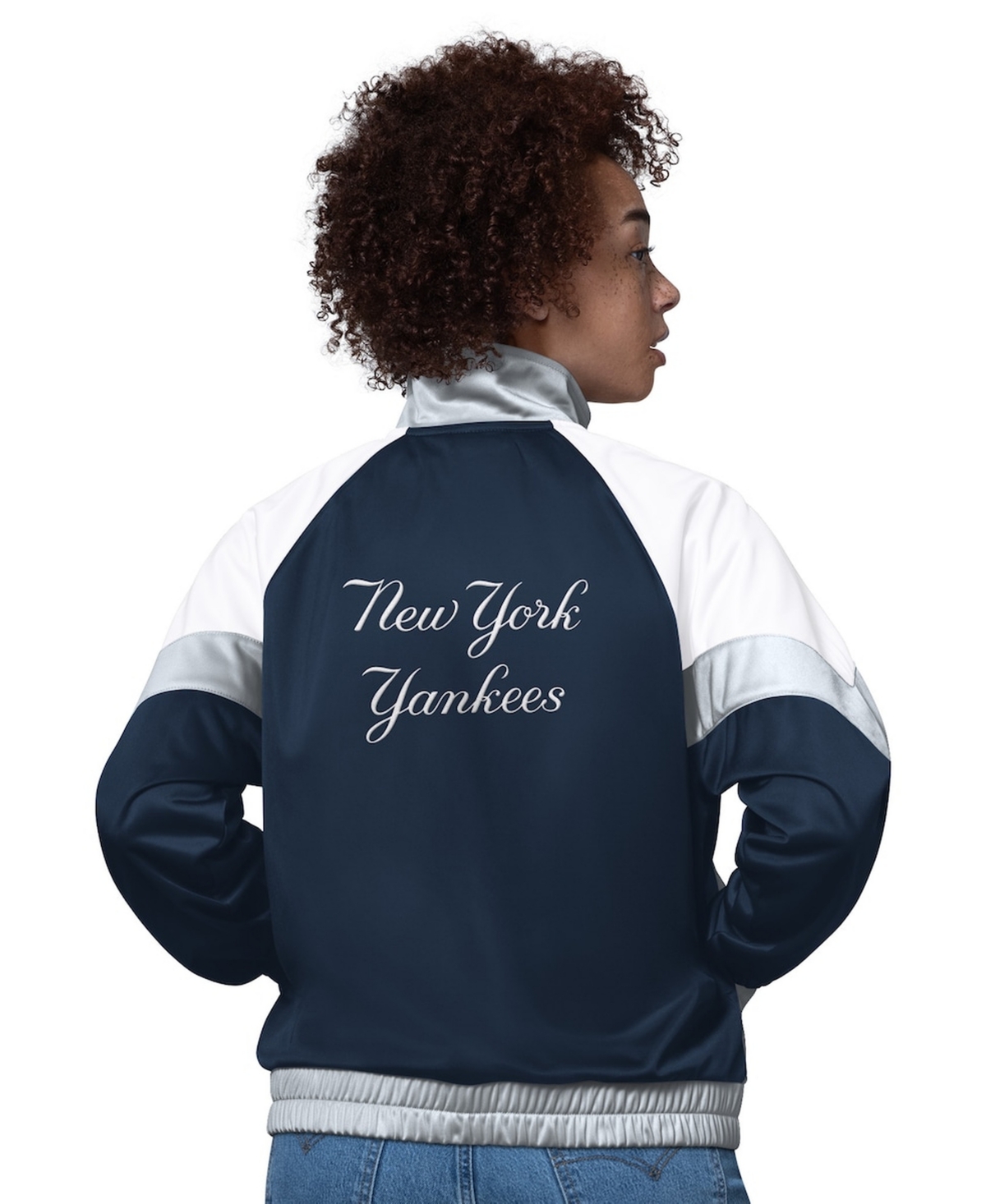 Starter Women's White/Gray New York Yankees Teamwork Raglan Full-Zip Track Jacket
