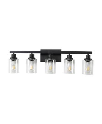 31 Inch Modern 5 Light Bathroom Vanity Light Fixture Industrial Wall Sconce with Glass Shades for Mirror Bathroom Bedroom Hallway No Bulbs