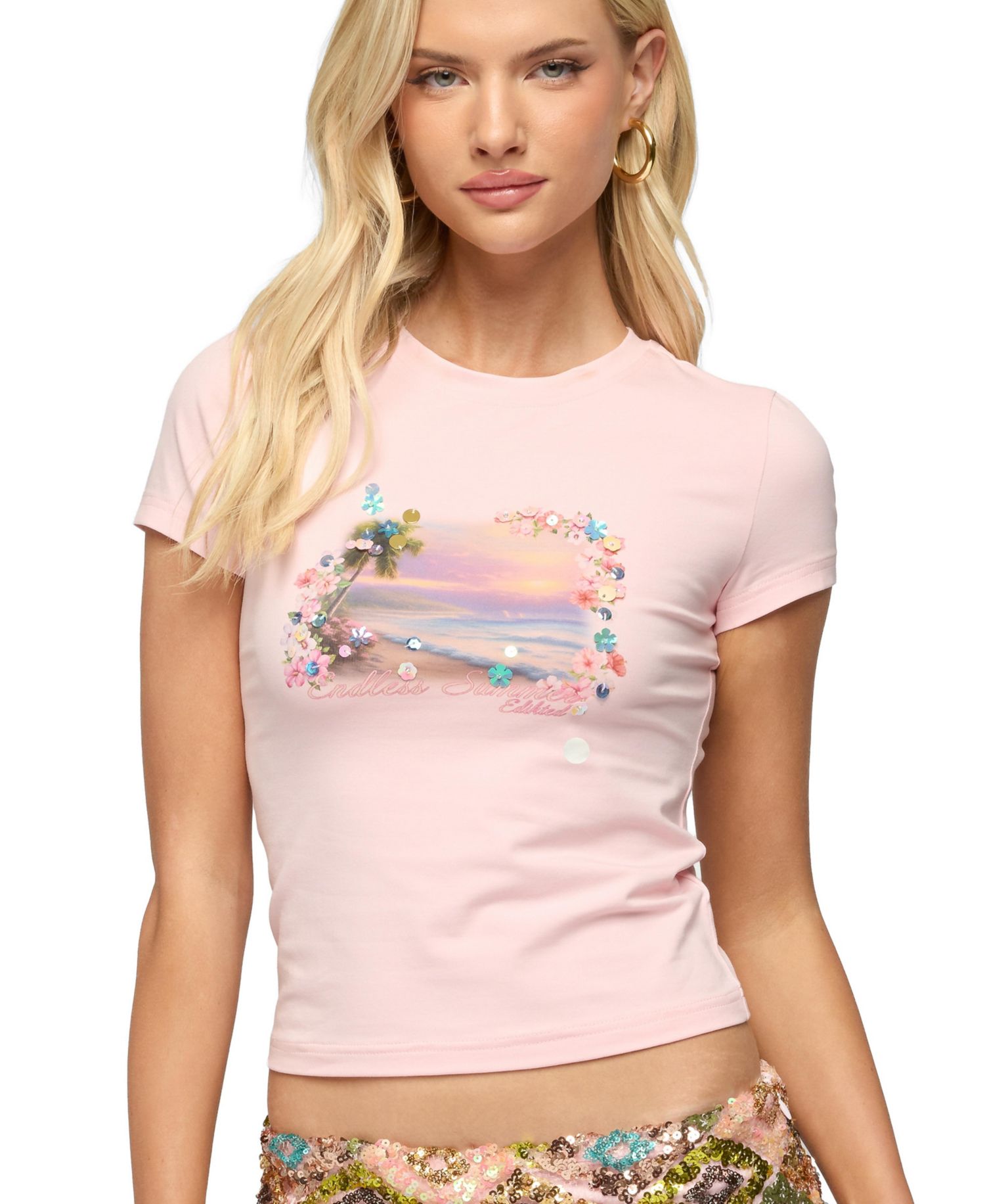 Women's Beach Babe Sequin T Shirt