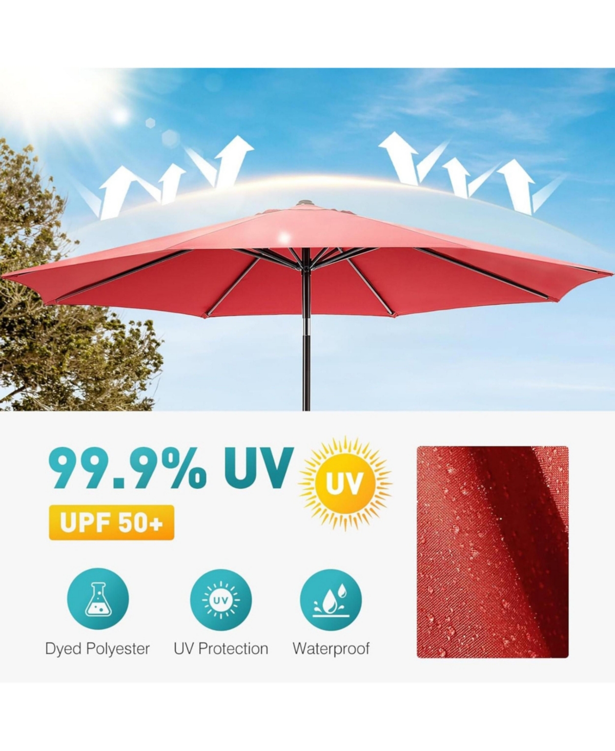 Yiortwo 10 Ft Patio Umbrella Market Umbrella with Tilt Crank Uv Protection