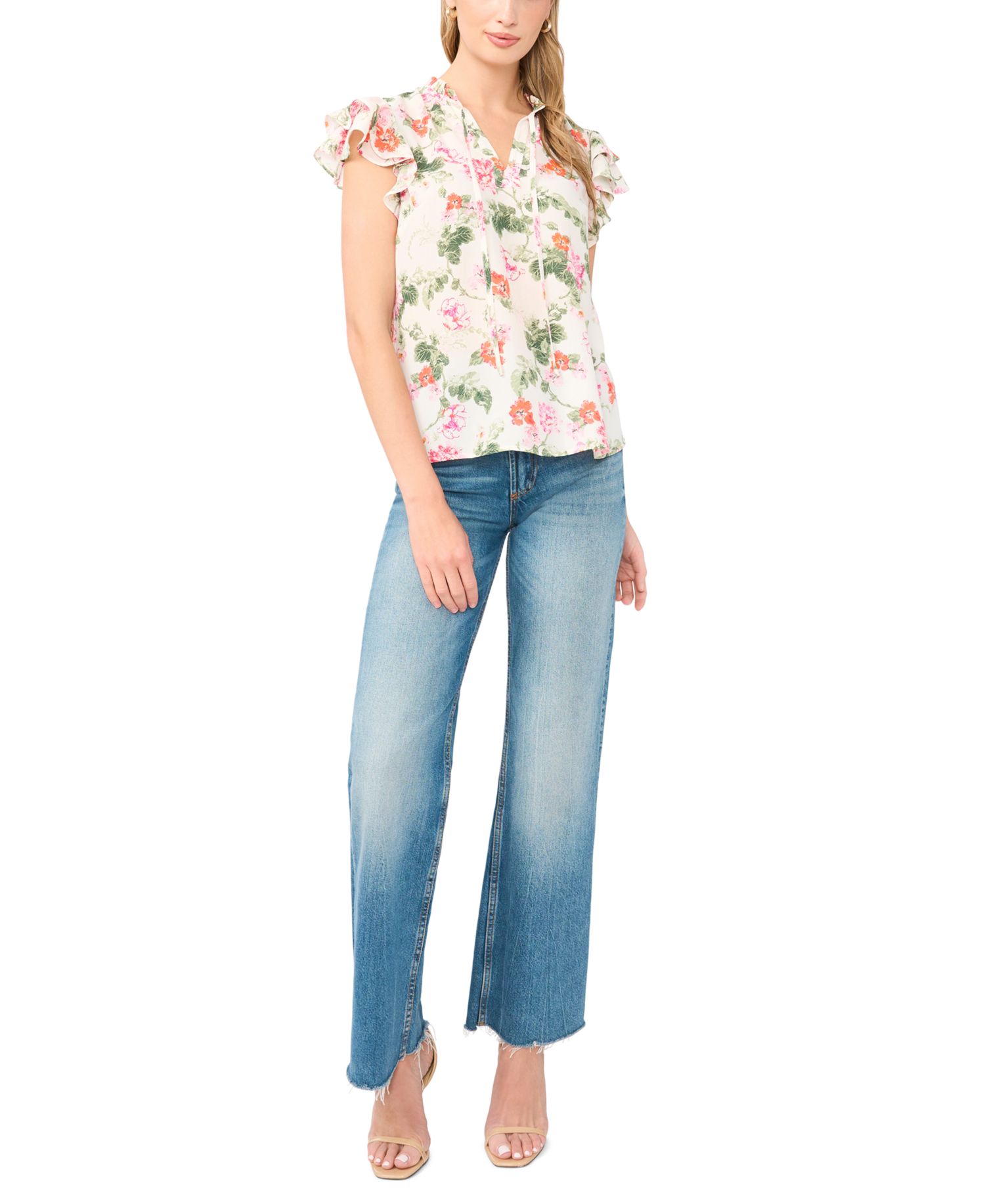 Women's V-Neck Ruffle-Sleeve Top