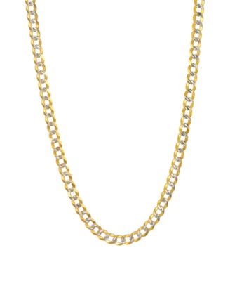 18" Two-Tone Open Curb Link Chain Necklace (3-5/8mm) in Solid 14k Gold & White Gold
