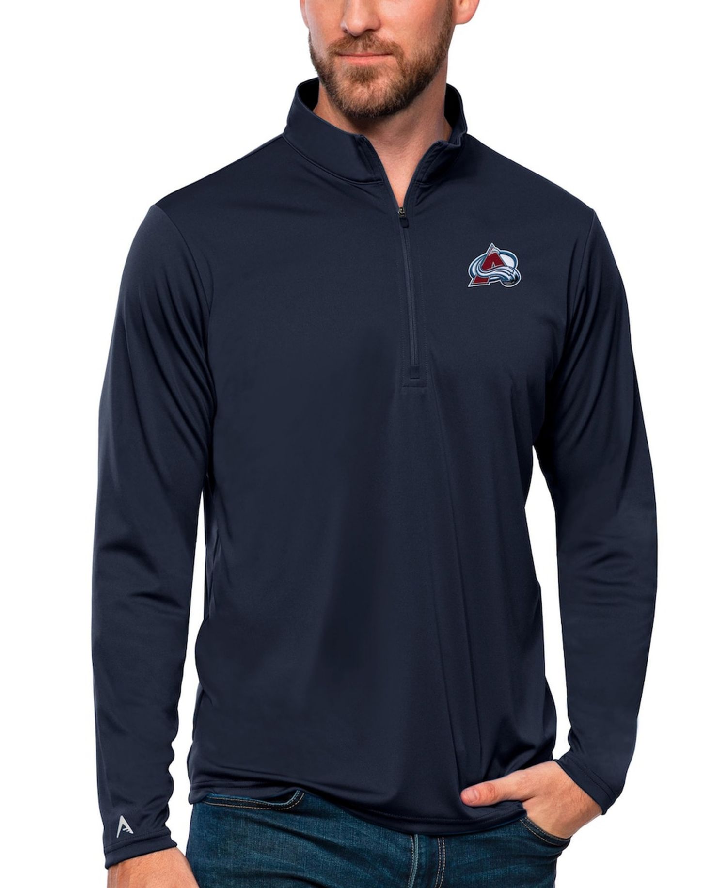 Men's Navy Colorado Avalanche Tribute Quarter-Zip Pullover