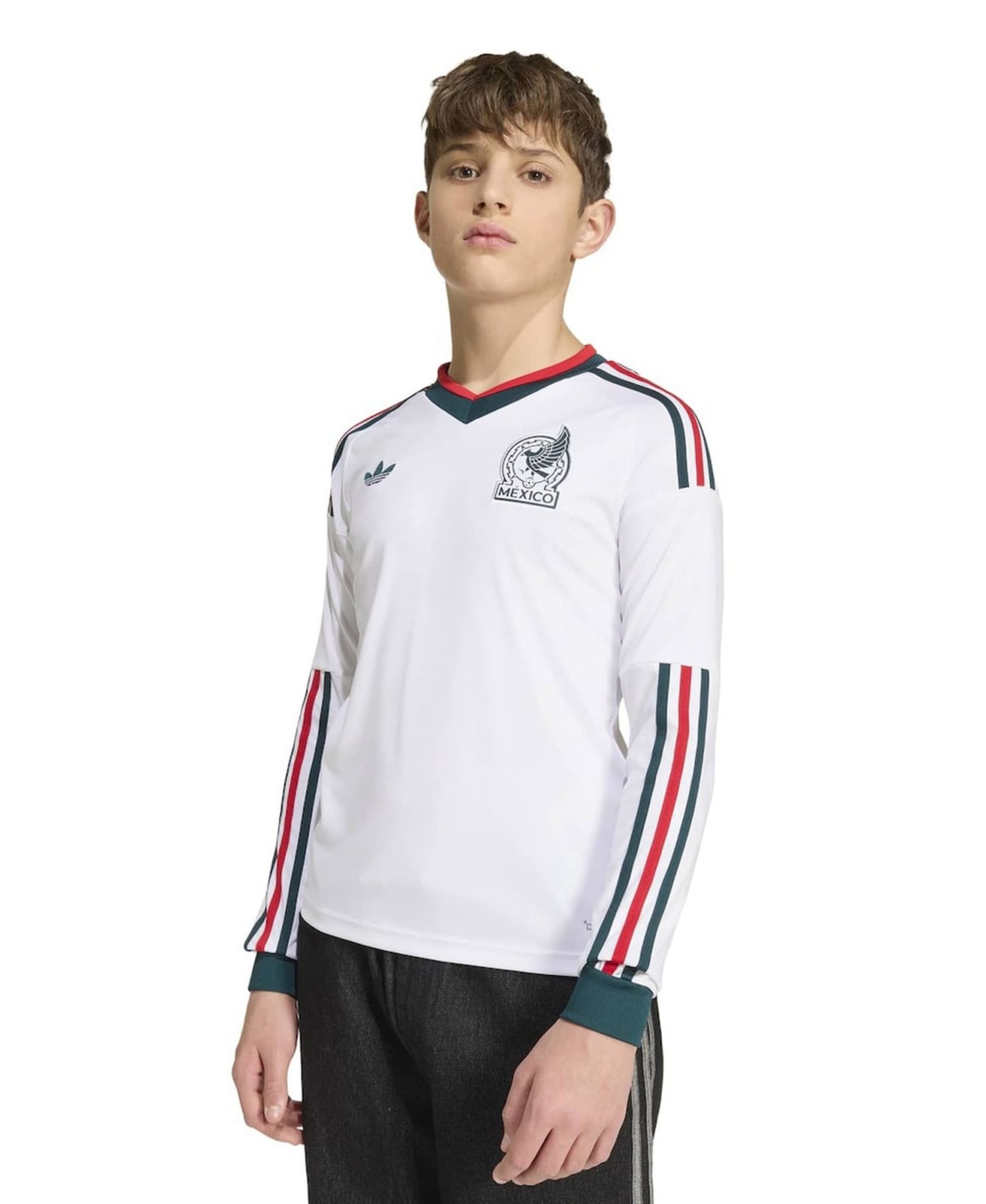 Big Boys and Girls White Mexico National Team 2026 Away Replica Long Sleeve Jersey