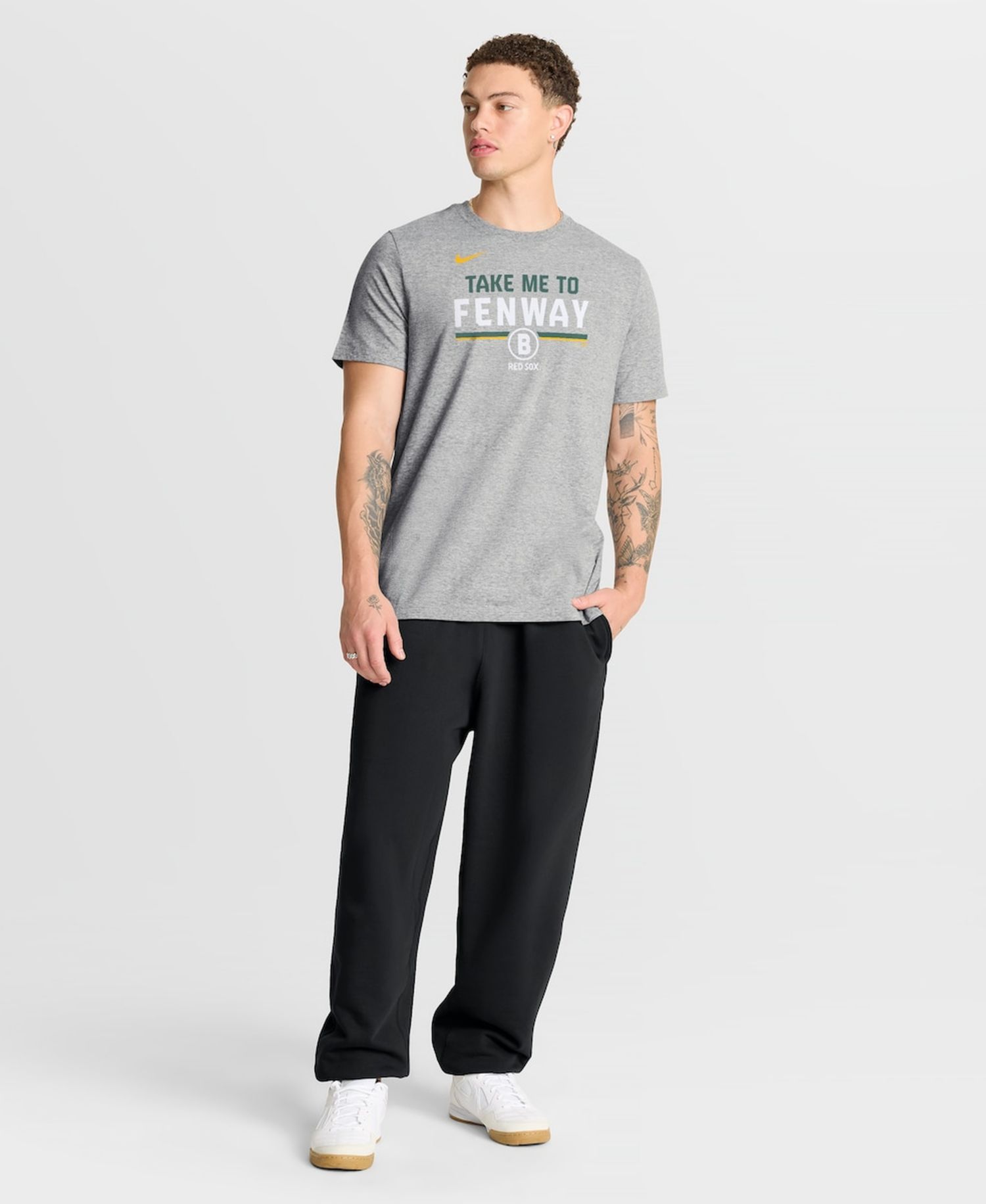 Men's Heather Gray Boston Red Sox City Connect Stacked T-Shirt Stacked Team Phrase T-Shirt