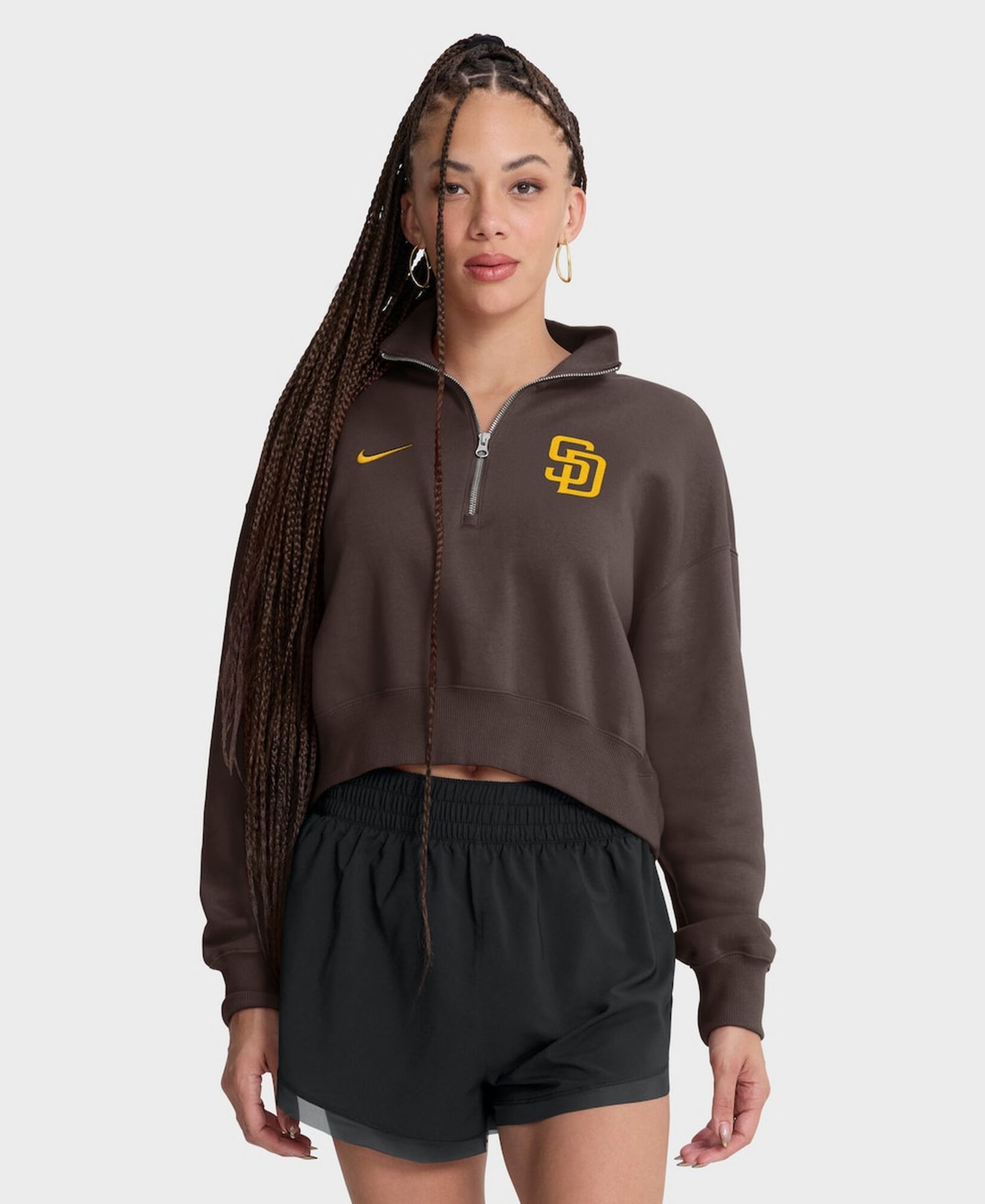 Women's Brown San Diego Padres Primetime Phoenix Fleece Half-Zip Sweatshirt