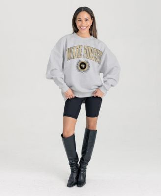 Women's Ash Wake Forest Demon Deacons Oversized Tradition Refined Premium Fleece Sweatshirt