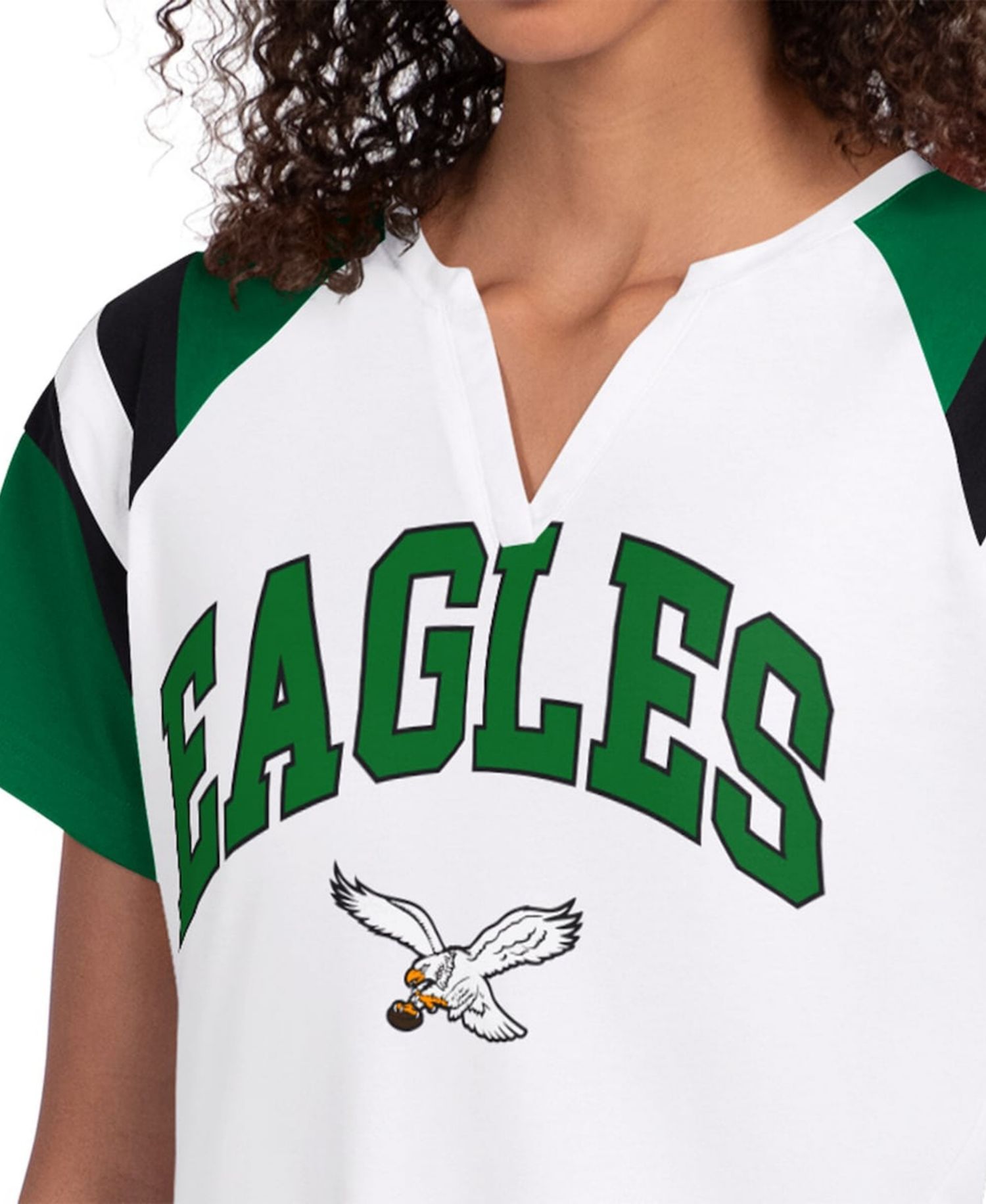 Women's White Philadelphia Eagles Game On Notch Neck T-Shirt