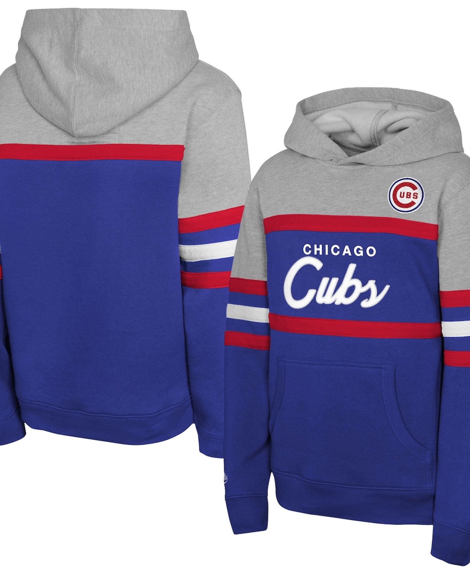 Big Boys and Girls Royal/Grey Chicago Cubs Cooperstown Head Coach Pullover Hoodie