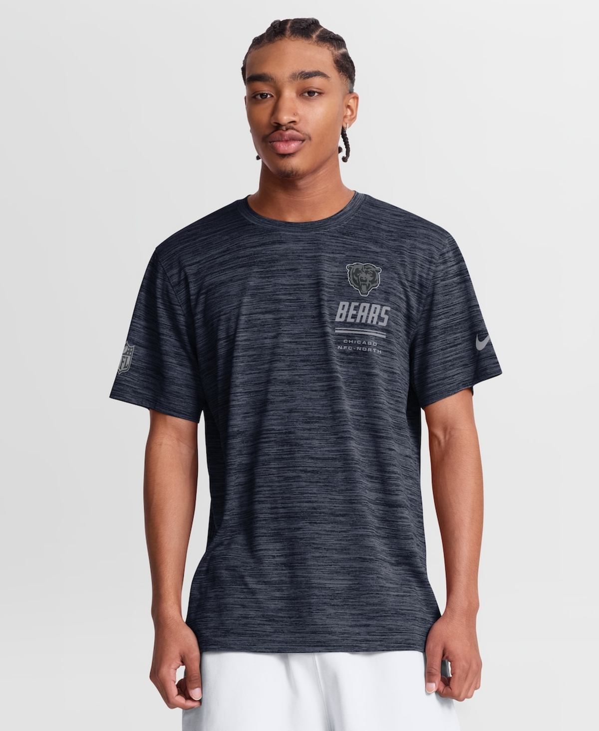 Nike Men's Navy Chicago Bears Sideline Double Covered Dri-fit Velocity T-Shirt