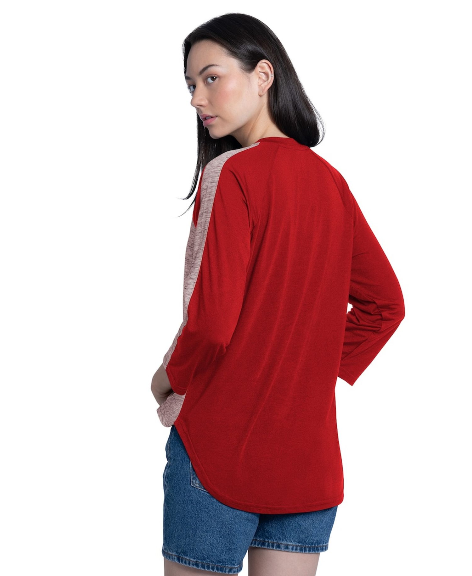 Women's Red/Heather Red Philadelphia Phillies Speed Training 3/4-Sleeve Rhinestone V-Neck T-Shirt