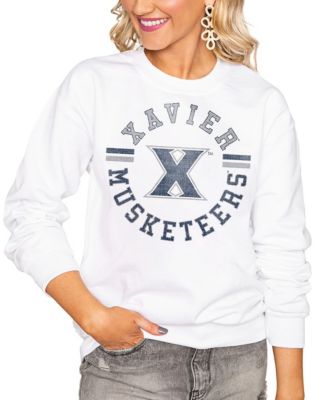 Women's White Xavier Musketeers Oversized Vintage Days Perfect Crew Sweatshirt