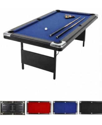 Folding Pool Table, Portable Billiards Table Set with Accessories, Height Adjustable Compact Design for Home Game Room Basement