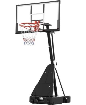 52" Basketball Hoop System, 4.9-10FT Adjustable Height, Shatterproof PC Backboard, Portable with Wheels for Backyard Driveway