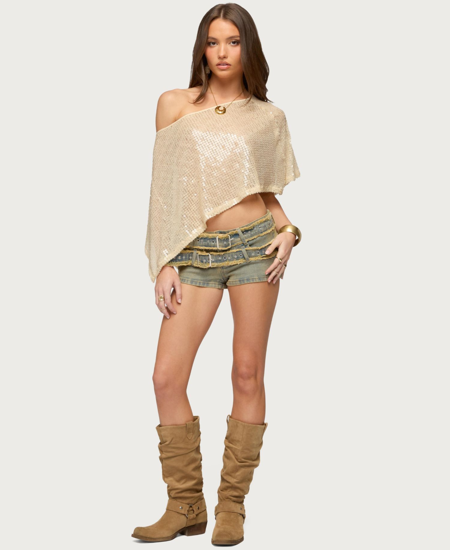 Women's Alanna Sheer Sequin Poncho