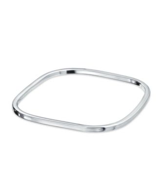 Modern Shinny Stackable Square Bangle Bracelet Soid .925 Sterling Silver