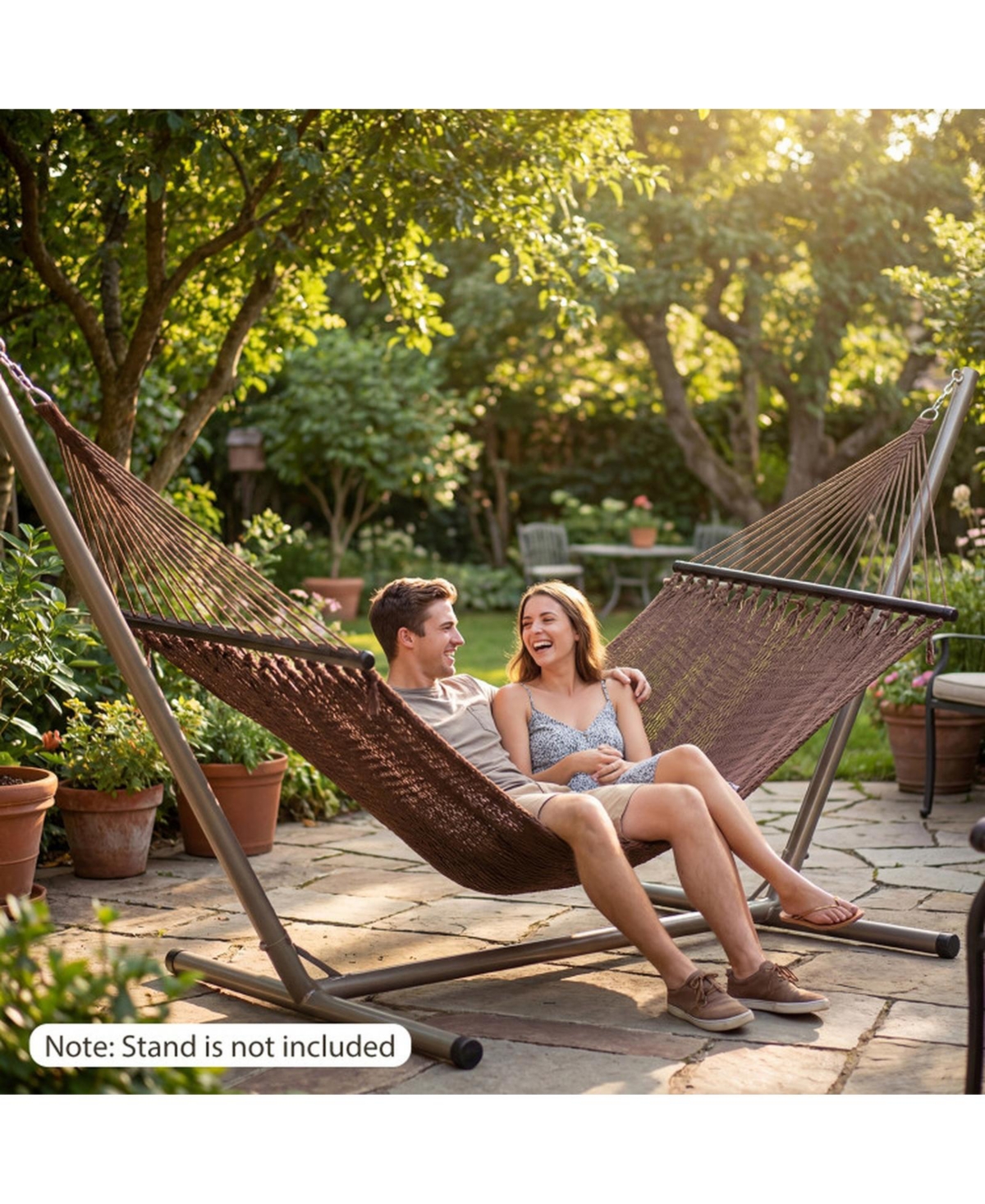 Gouun Double Caribbean Hammock with Spreader Bar for Patio Poolside