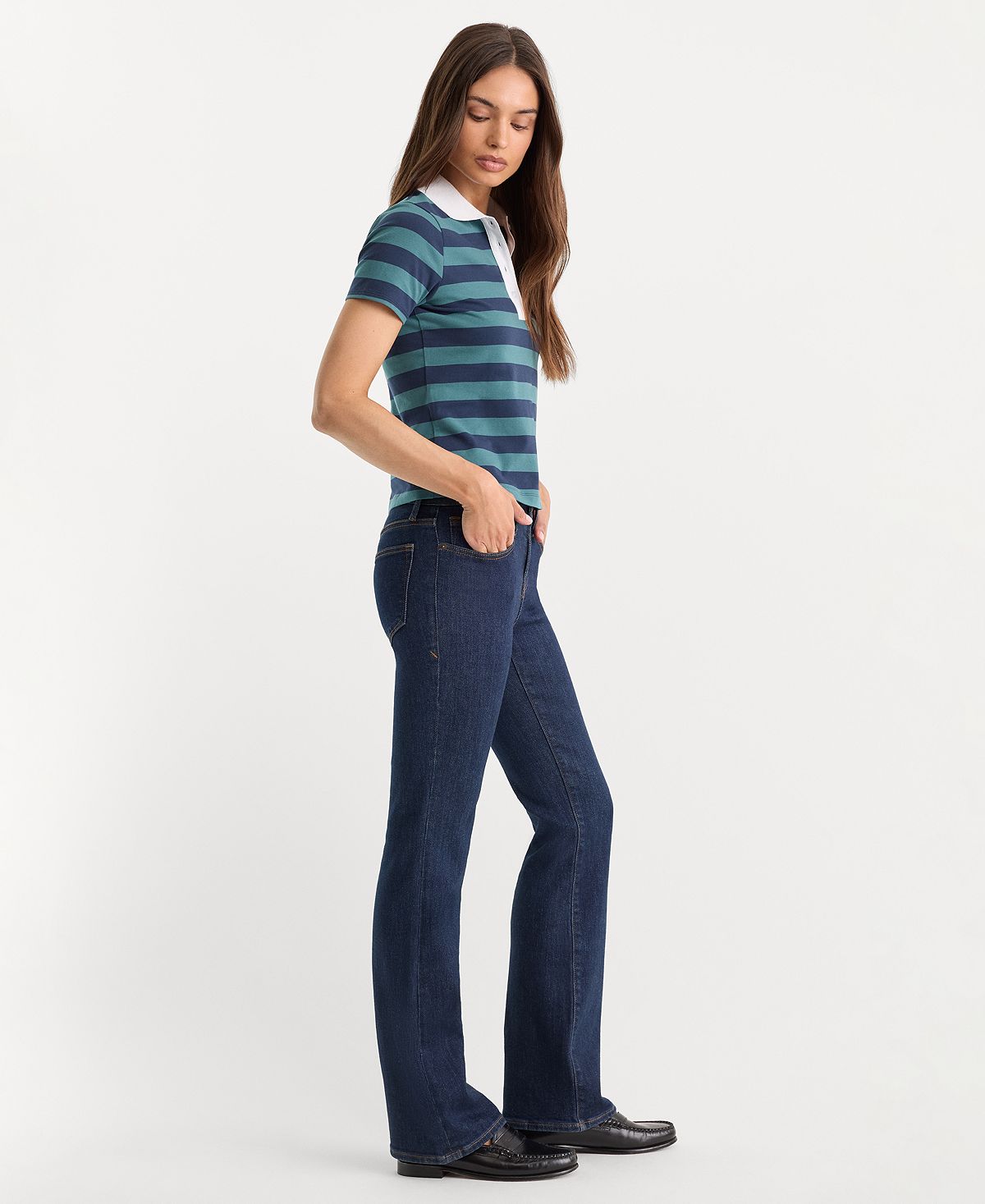 Good American Women's Good Low-Rise Bootcut Jeans view 3 — MAYCSS fashion products