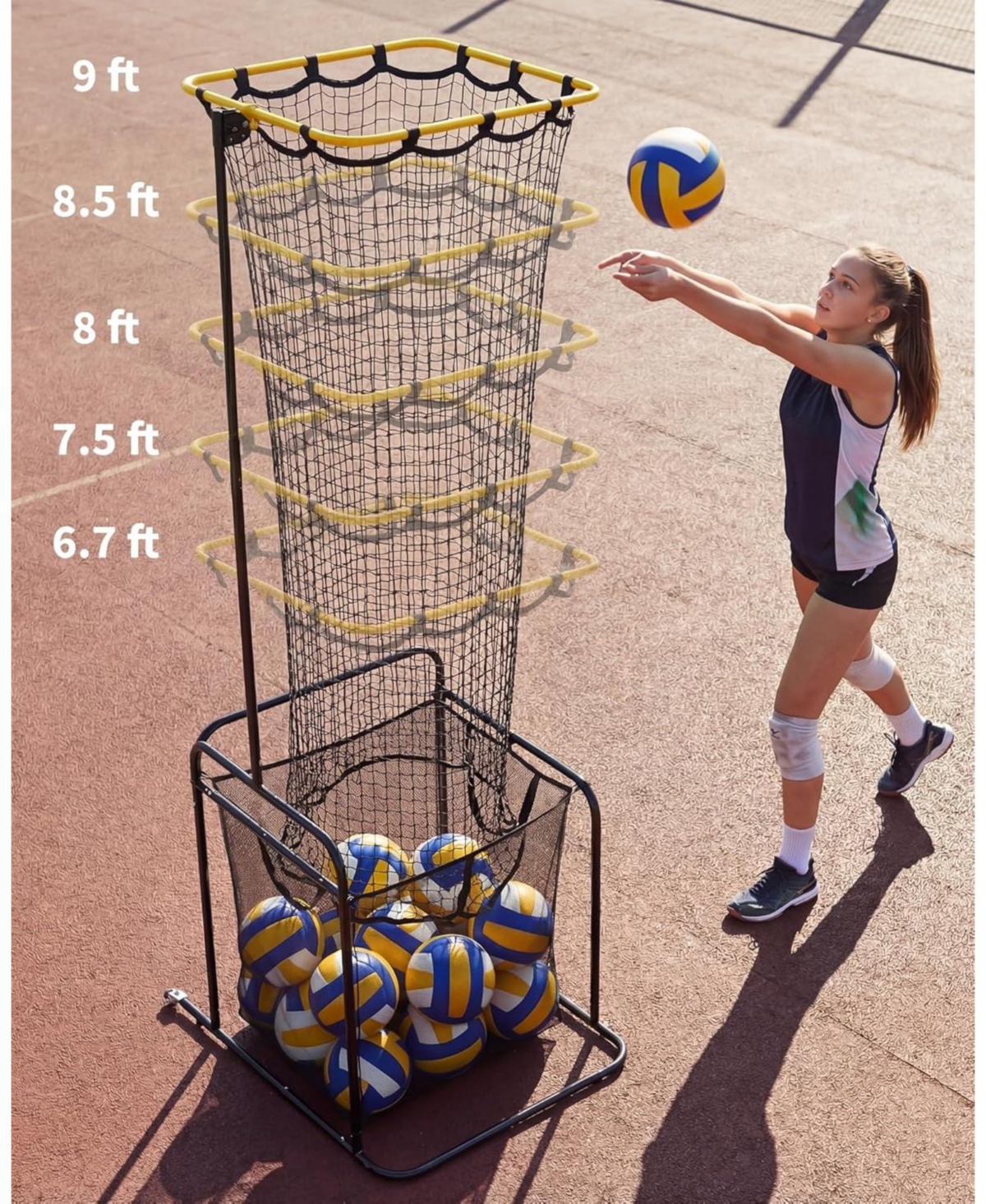 Xo Volleyball Setter Training Net, Portable with Wheels, Adjustable Height and 5 Angles, Indoor Outdoor Practice Equipment