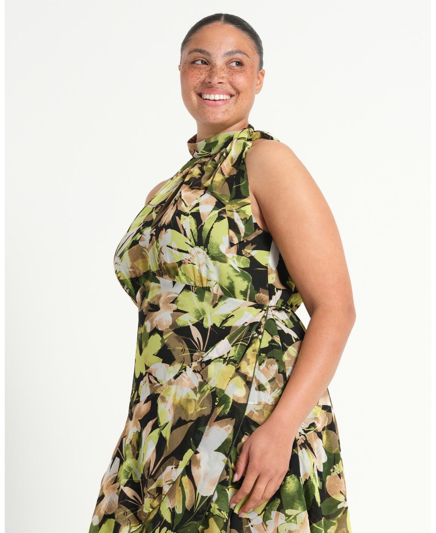Women's Chlora Halter Chiffon Cocktail Midi Dress