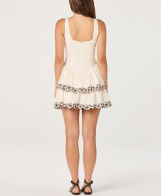 gold dress mini Mac Duggal - Gold Sequined Cape Sleeve Mini Dress