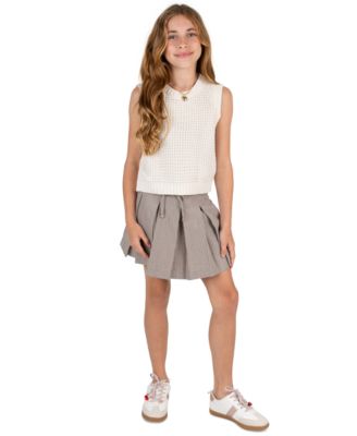 Girls' 7-16 Sleeveless Sweater and Skort and Necklace, 3-Piece Set