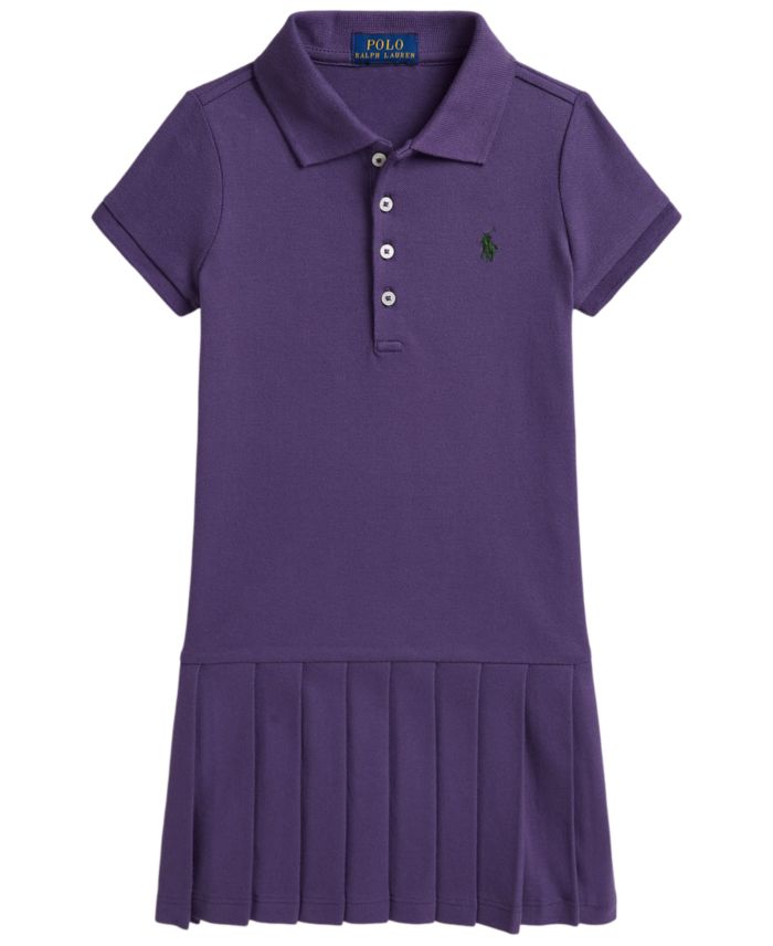 Polo Ralph Lauren Girls' 2T-6X Pleated Stretch Mesh Polo Dress