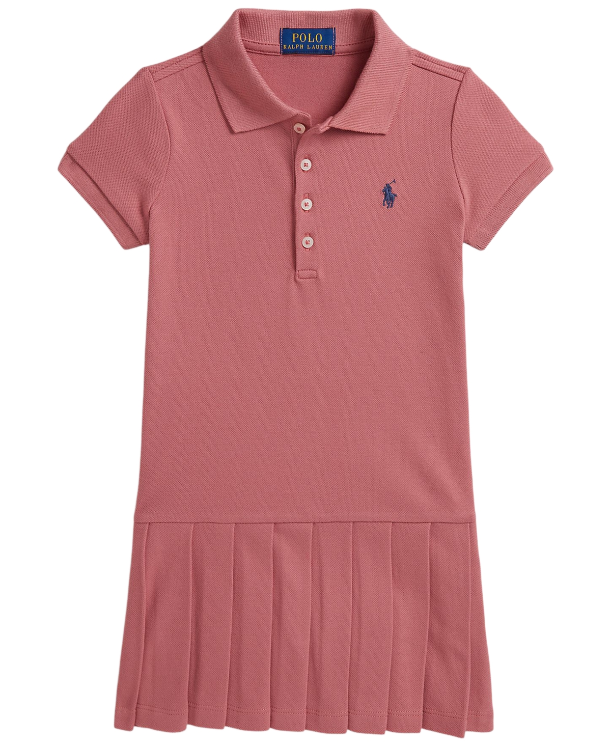 Polo Ralph Lauren Girls' 2T-6X Pleated Stretch Mesh Polo Dress