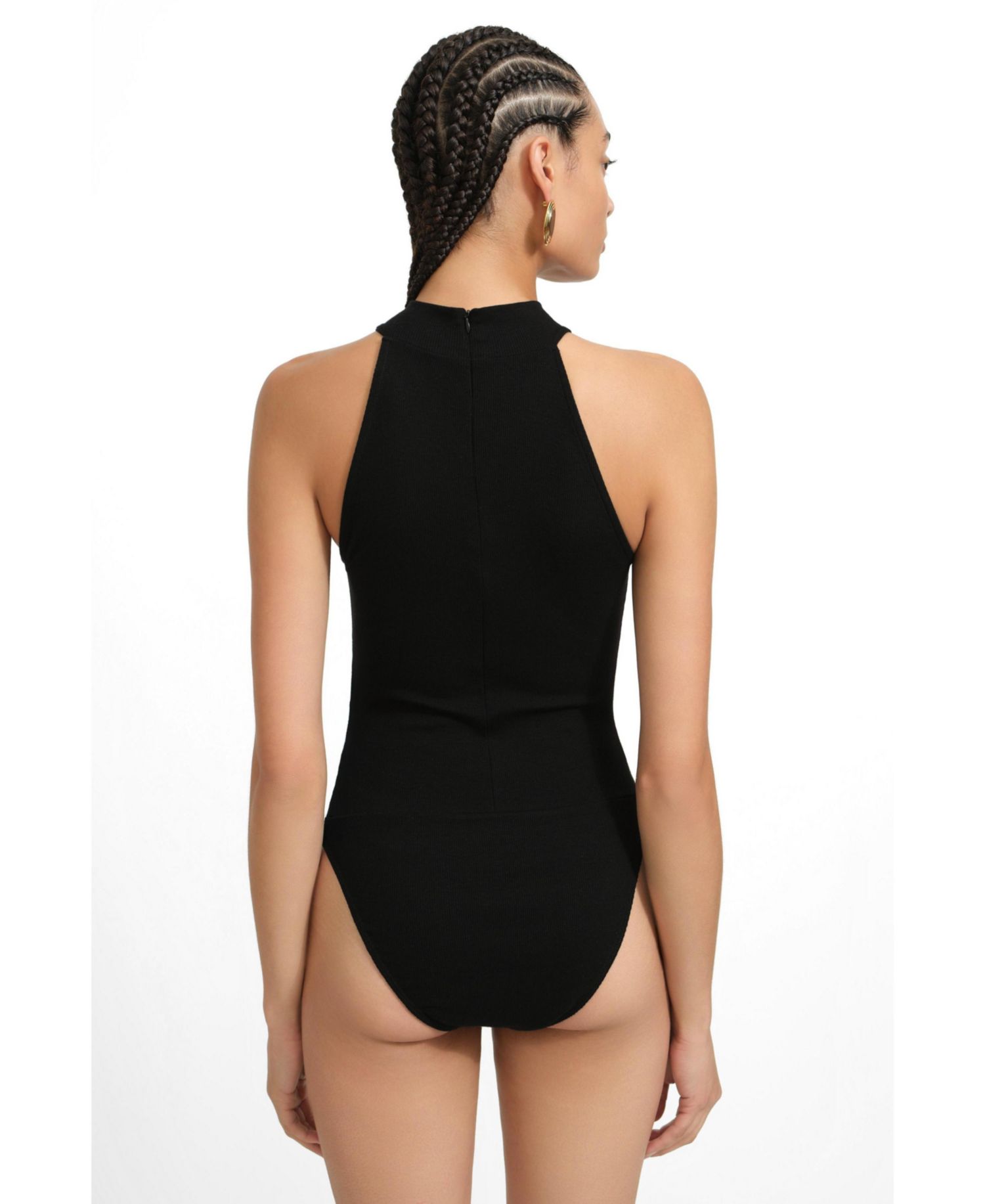 Women's Doris Sleeveless High Mock-Neck Halter Bodysuit